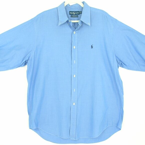 Ralph Lauren Blue Label Other - Ralph Lauren Yarsmouth Blue Long Sleeve Button Shirt Men's 17 Neck 34/35 Sleeve